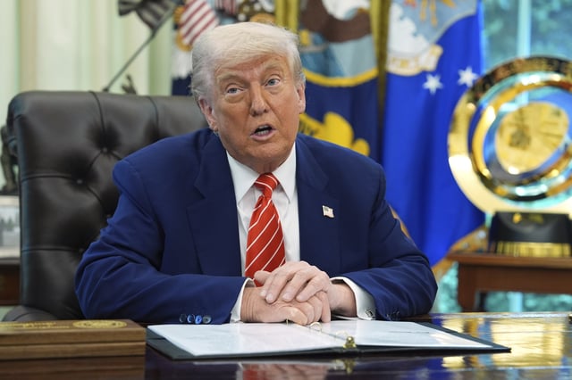 President Donald Trump speaks during a news conference with Elon Musk in the Oval Office of the White House, Friday, May 30, 2025, in Washington. (AP Photo/Evan Vucci)