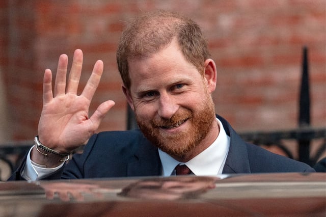 Prince Harry leaves the Royal Courts of Justice in London, England, after a hearing in the lawsuit he brought against the British government over his police protection, on April 9, 2025.
