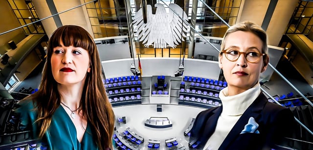 Heidi Reichinnek (Linke) und Alice Weidel (AfD, v. l.)