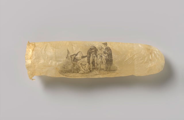 1. Anonymous, Condom with print, c. 1830. Acquired through the F.G. Waller Fonds