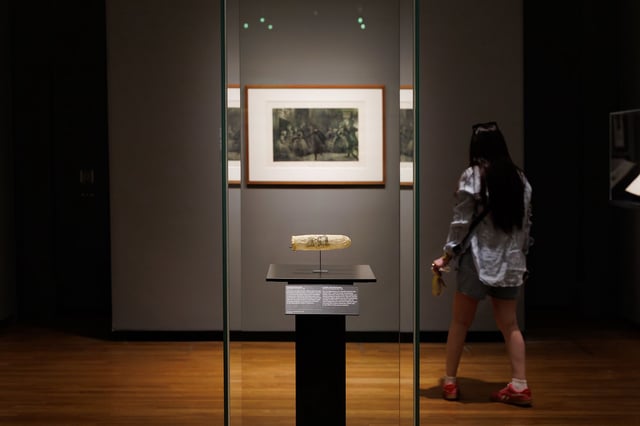 The condom is part of an exhibit on 19th century prostitution and sexuality.