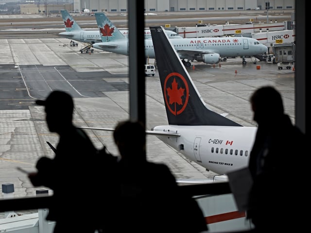TORONTO, ON - MARCH 13: The tail of a grounded Air Canada Boeing 747 MAX 8 is seen at Toronto Pearson International Airport after landing on March 13, 2019 in Toronto, Canada. U.S. President Donald Trump announced today that all 737 MAX 8 jets would be suspended from use following the recent crashes in Indonesia and Ethiopia. Several other countries, including Canada, China, and Australia have announced that they would also be grounding the jets. (Photo by Cole Burston/Getty Images)