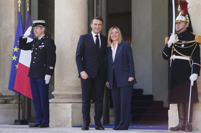 Emmanuel Macron et Giorgia Meloni, ici à l’Elysée, en mars, vont à nouveau se rencontrer ce mardi 3 juin.