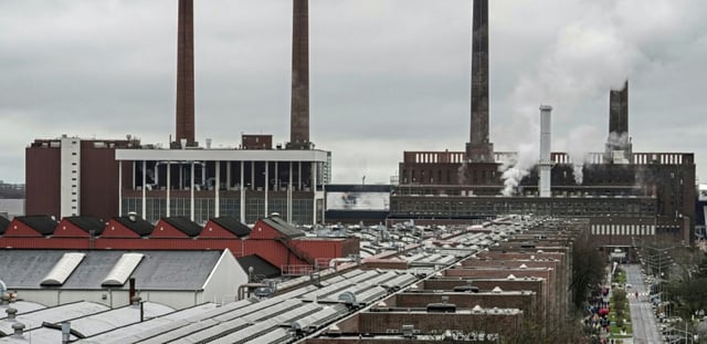 An overview shows the main factory of German car maker Volkswagen (VW) headquarters