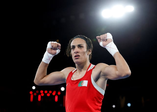 Paris 2024 Olympics - Boxing - Women's 66kg - Final - Roland-Garros Stadium, Paris, France - August 09, 2024. Imane Khelif of Algeria celebrates winning against Liu Yang of China. REUTERS/Peter Cziborra/File Photo