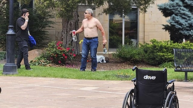Colorado attack suspect Mohamed Sabry Soliman is seen as he launched a fiery attack on demonstrators at an outdoor mall.