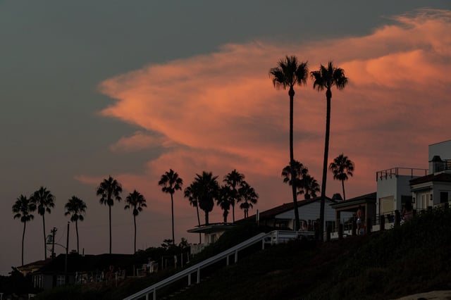 Thunderstorm clouds hover over Southern California. 