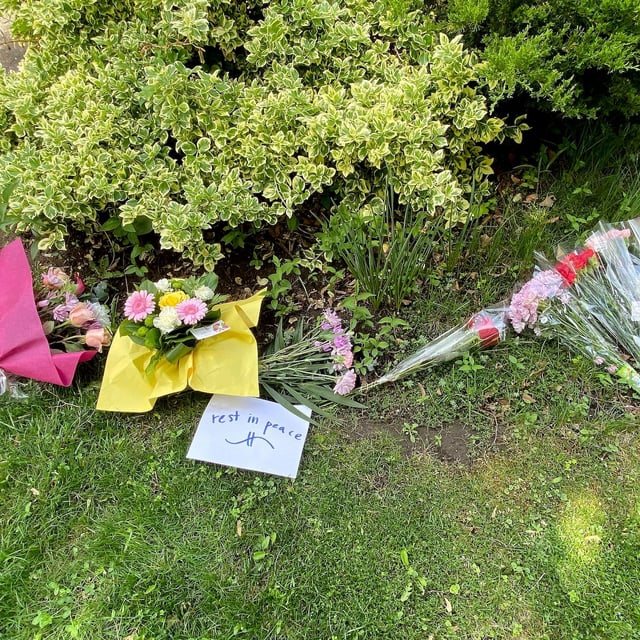 Community members in Pickering, Ont., are reeling after a 14-year-old boy was arrested following the fatal stabbing of an elderly woman outside her home yesterday. A small memorial to the slain woman is seen in Pickering on Friday, May 30, 2025. THE CANADIAN PRESS/Sharif Hassan