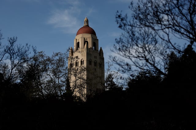 A view of Hoover Tower on the Stanford University campus on March 28, 2025, in Stanford, Calif.