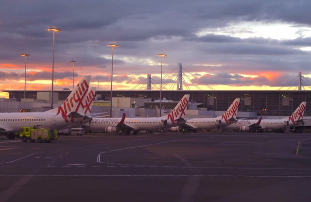Aircraft from Australia's second largest airline, Virgin Australia, sit on the tarmac at the domestic terminal of Sydney Airport in Australia, August 19, 2018. Picture taken August 19, 2018.     REUTERS/David Gray/File Photo