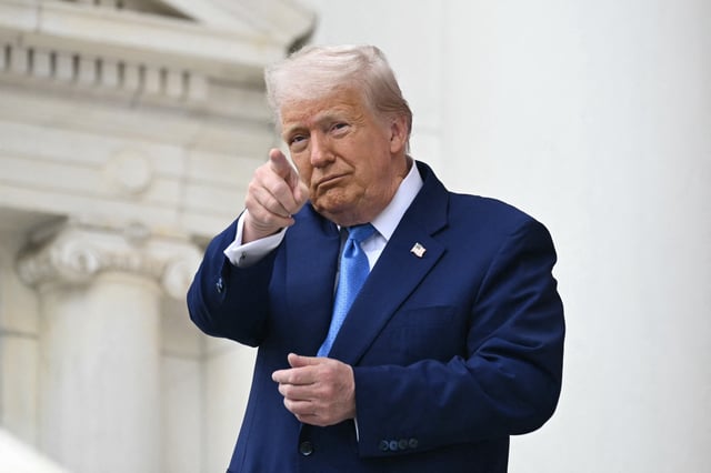 President Donald Trump is seen arriving to deliver remarks at the National Memorial Day Observance at the Memorial Amphitheatre in Arlington National Cemetery in Arlington, Virginia, on May 26, 2025. (Photo by SAUL LOEB / AFP) (Photo by SAUL LOEB/AFP via Getty Images)