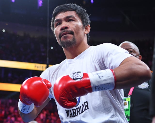 Manny Pacquiao before a 2021 fight against Yordenis Ugas.
