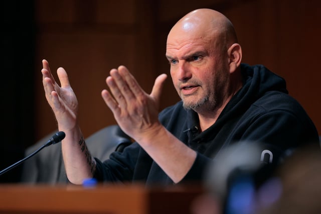 Sen. John Fetterman speaks during a hearing in Washington, DC, on May 8.
