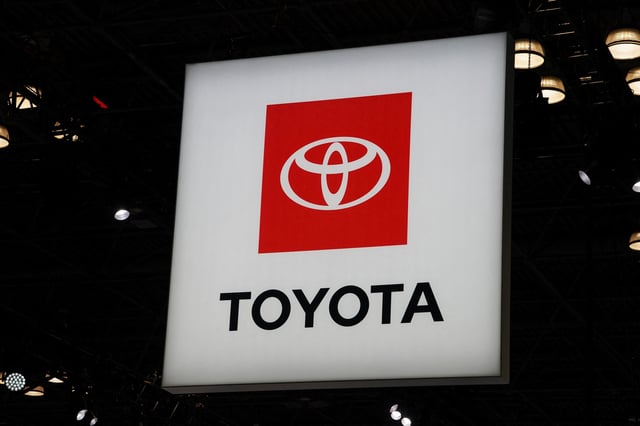 A Toyota logo is seen at the New York International Auto Show Press Preview, in Manhattan, New York City, U.S., March 27, 2024. REUTERS/David Dee Delgado/ File Photo