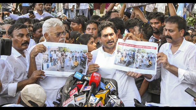 YSR Congress Party chief and former chief minister of Andhra Pradesh YS Jagan Mohan Reddy speaks with the media after meet the family of John Victor. (PTI)