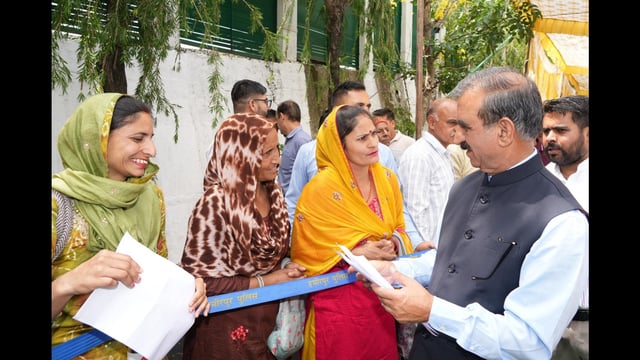 CM Sukhvinder Singh Sukhu hears people’s grievances in Sera area of Hamirpur district on Tuesday. (HT photo)