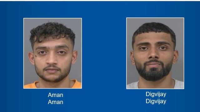 Photos of the two suspects in the murder of Indo-Canadian businessman Harjeet Dhadda were released by Canadian law enforcement on Tuesday. (Credit: Peel Regional Police)