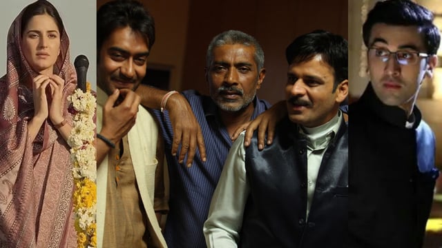 Katrina Kaif, Ajay Devgan, director Prakash Jha, Manoj Bajpayee and Ranbir Kapoor 