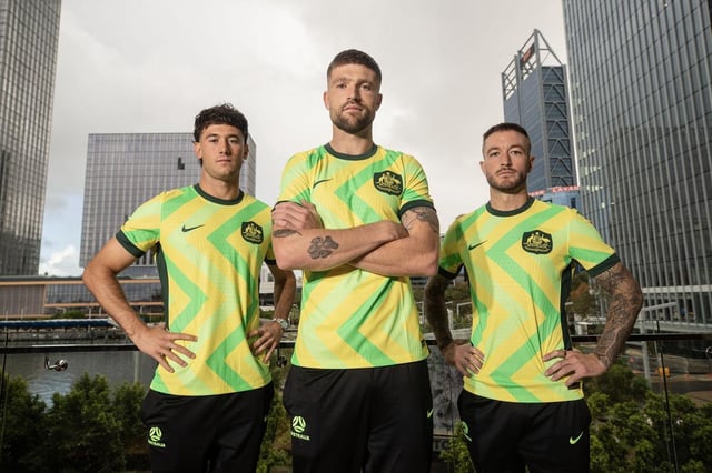 The Socceroos’ WA contingent of Alessandro Circati, Cameron Burgess and Adam Taggart. 