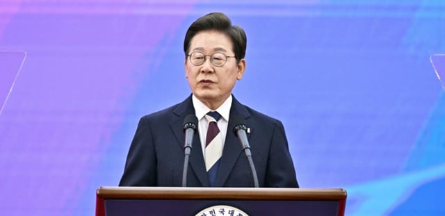 AFP - Le président sud-coréen Lee Jae-myung prononce un discours après avoir prêté serment lors de sa cérémonie d'investiture à l'Assemblée nationale de Séoul, le 4 juin 2025