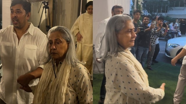 Jaya Bachchan attended Rono Mukherjee's prayer meet.