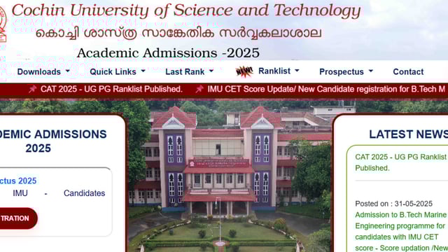 CUSAT CAT Result 2025 has been declared at cusat.ac.in, Candidates can download via direct link here. 