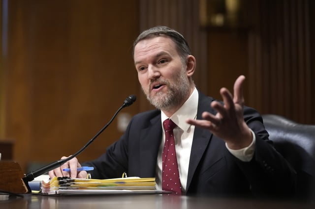 FILE - U.S. Trade Representative Jamieson Greer testifies before the Senate Finance Committee on Capitol Hill in Washington, on April 8, 2025. (AP Photo/Mark Schiefelbein, File)