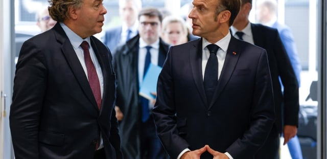 Luc Chatel, président de la Plateforme automobile (PFA), qui représente constructeurs et grands équipementiers automobiles français, ici à la Porte de Versailles à Paris le 14 octobre 2024.