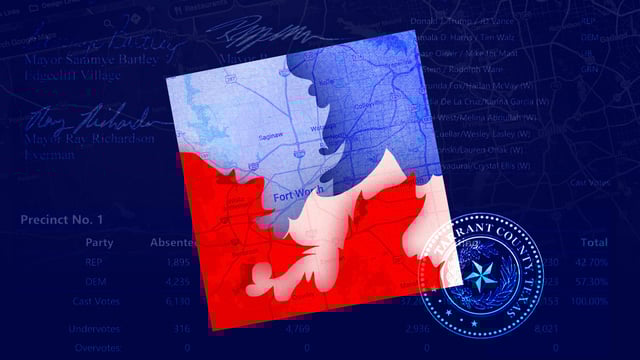 A map of the four precincts in Tarrant County.