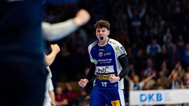 Marko Grgic vom ThSV Eisenach jubelt.
