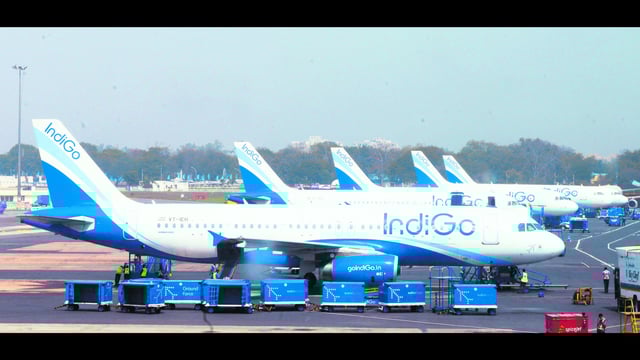 Bomb threat triggered massive search in the Indigo aircraft at the Patna airport. ,at IGI airport. (Ramesh Pathania/HT)