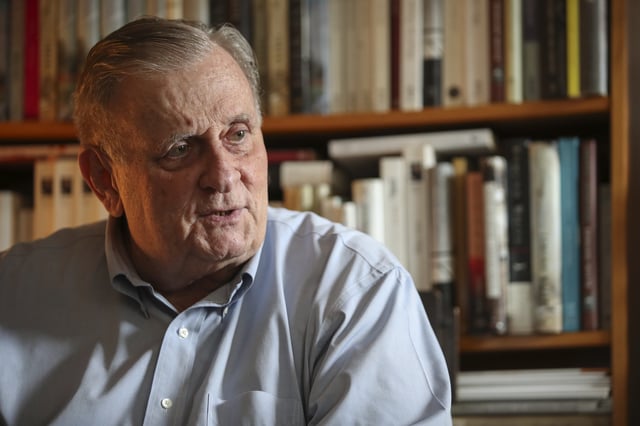 FILE - Author Edmund White appears at his home in New York, Tuesday, Aug. 27, 2019. (AP Photo/Mary Altaffer, file)