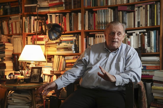 FILE - Author Edmund White appears at his home in New York, Tuesday, Aug. 27, 2019. (AP Photo/Mary Altaffer, file)