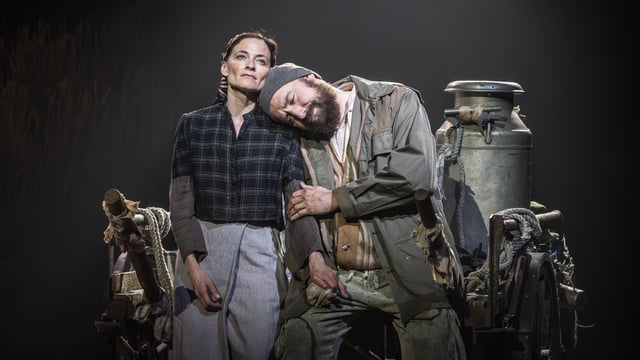 Lara Pulver and Adam Dannheisser as married couple Golde and Tevye in Fiddler on the Roof