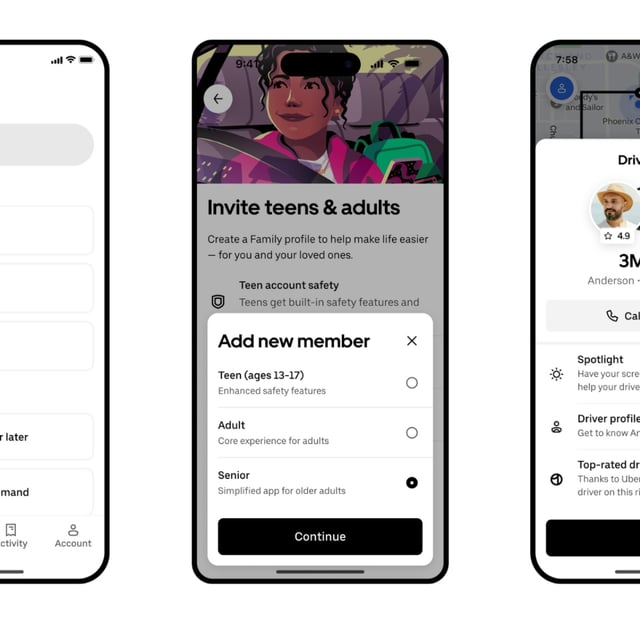 Uber Senior Accounts offer a simplified app experiences and more options for families.