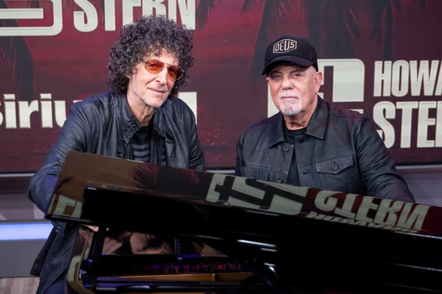 Howard Stern poses for a photo with with Billy Joel on SiriusXM/Howard Stern on February 14, 2024 in Miami, Florida.
