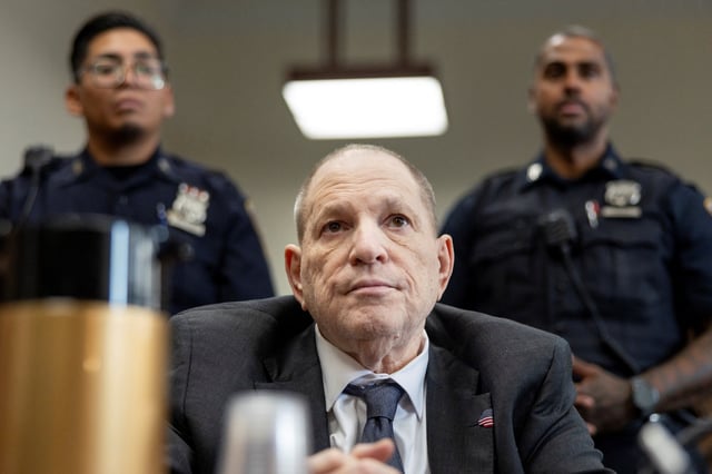 Harvey Weinstein, former co-chairman of the Weinstein Co., appears at Manhattan criminal court in New York, U.S., on Wednesday, June 4, 2025. JUSTIN LANE/Pool via REUTERS