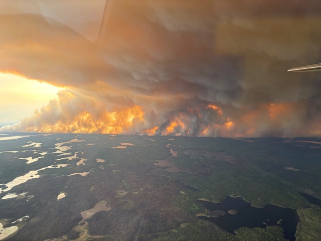 A wildfire in the Flin Flon, Man. area is shown in a government handout photo on Tuesday, May 27, 2025. THE CANADIAN PRESS/HO — Manitoba Government *MANDATORY CREDIT*