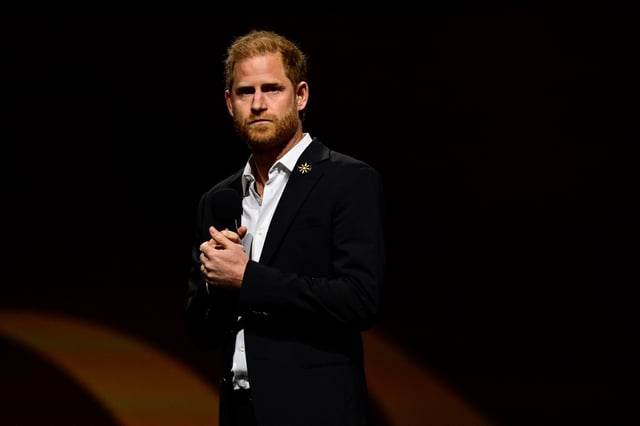 Britain's Prince Harry looks on during the closing ceremony of the Invictus Games at Rogers Arena in Vancouver, British Columbia, Canada, February 16, 2025. REUTERS/Jennifer Gauthier/File Photo