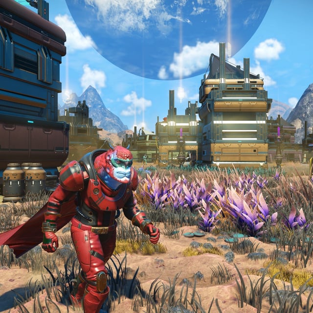 A red ape-man struts across the surface of an alien world.