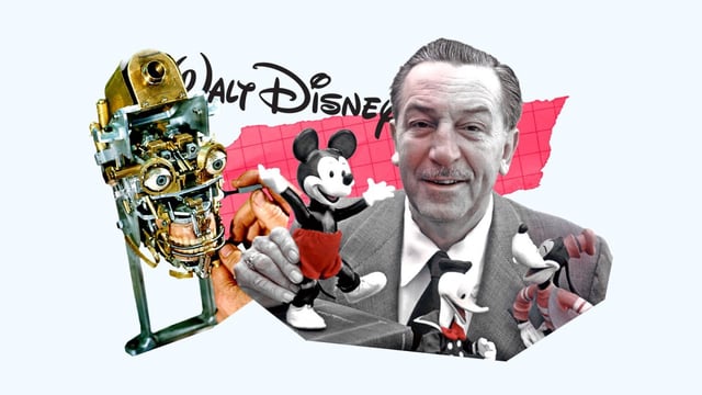 The Disney animatronic is made the same way as an existing one of Abraham Lincoln — pictured in construction, left