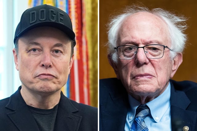 (L):Elon Musk attends news conference with President Donald Trump in the Oval Office of the White House, Friday, May 30, 2025, in Washington.
(R): Sen. Bernie Sanders, I-Vt., is seen during the Senate Health, Education, Labor and Pensions Committee hearing titled &#34;FY2026 Department of Health and Human Services Budget,&#34; in Dirksen building on Wednesday, May 14, 2025.