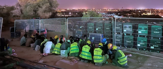 Migrant workers are seen at a constrution site near Riyadh, Saudi Arabia on 02 March, 2024. (Photo by Jaap Arriens/NurPhoto via Getty Images)