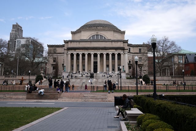 Students are seen on the campus of Columbia University on April 14, 2025, in New York City.