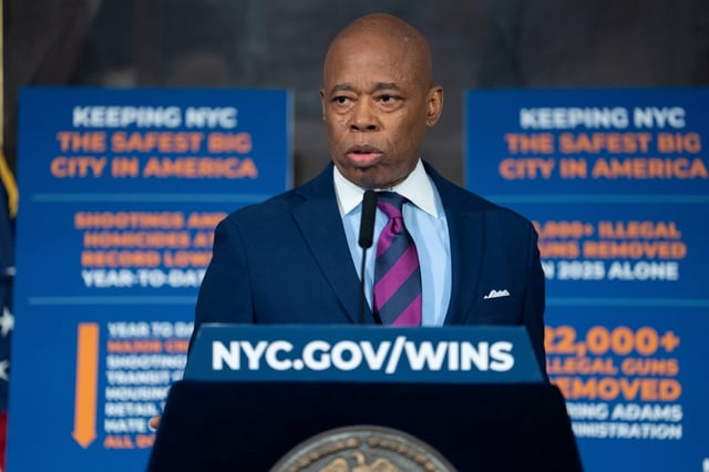 Mayor Eric Adams speaks during a press conference Tuesday, June 3, 2025 in Manhattan, New York. (Barry Williams/ New York Daily News)