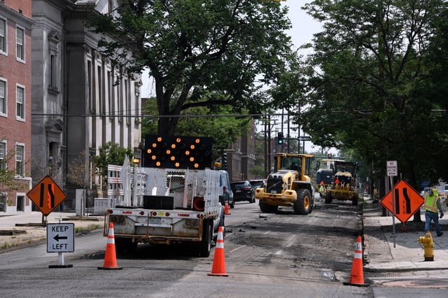 Road construction on East 14th Avenue at Grant Street and Logan Street on July 23, 2024 in Denver. (Photo By Kathryn Scott/Special to The Denver Post)