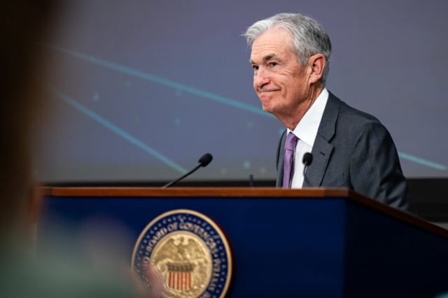 Jerome Powell, chairman of the US Federal Reserve, during the Federal Reserve IF 75TH Anniversary Conference in Washington, DC, US, on Monday, DC, US, on Monday, June 2, 2025. US President Donald Trump pushed Powell to lower interest rates at their first in-person meeting since the president's inauguration last week, the White House said. Photographer: Al Drago/Bloomberg via Getty Images