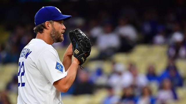 Dodgers pitcher Clayton Kershaw (22) on the mound before throwing a pitch against the New York Mets during the first inning at Dodger Stadium on June 3, 2025.