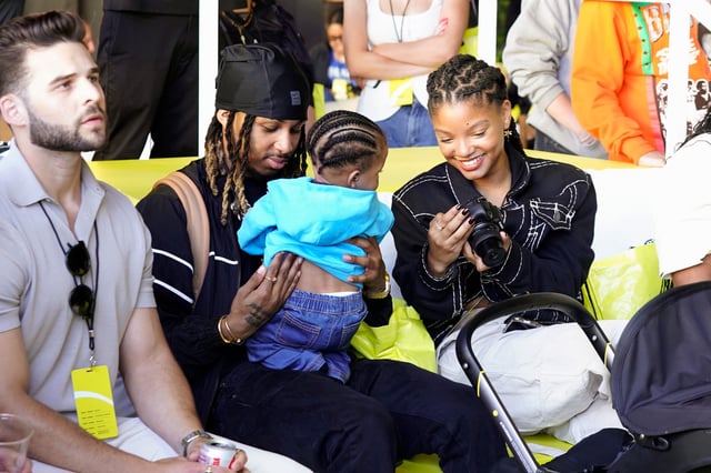 DDG and Halle Bailey attend the Snap Partner Summit 2024with their son Halo on Sept. 17, 2024, in Santa Monica, California.