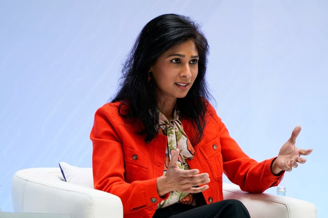 First Deputy Managing Director of the International Monetary Fund (IMF) Gita Gopinath participates in a seminar titled “The Evolving Art of Monetary Policy in Emerging Markets” during the 2025 annual IMF/World Bank Spring Meetings in Washington, D.C., U.S., April 25, 2025. REUTERS/Elizabeth Frantz/ File Photo